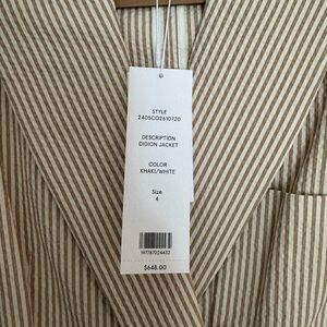 Veronica Beard Khaki and White Striped Blazer